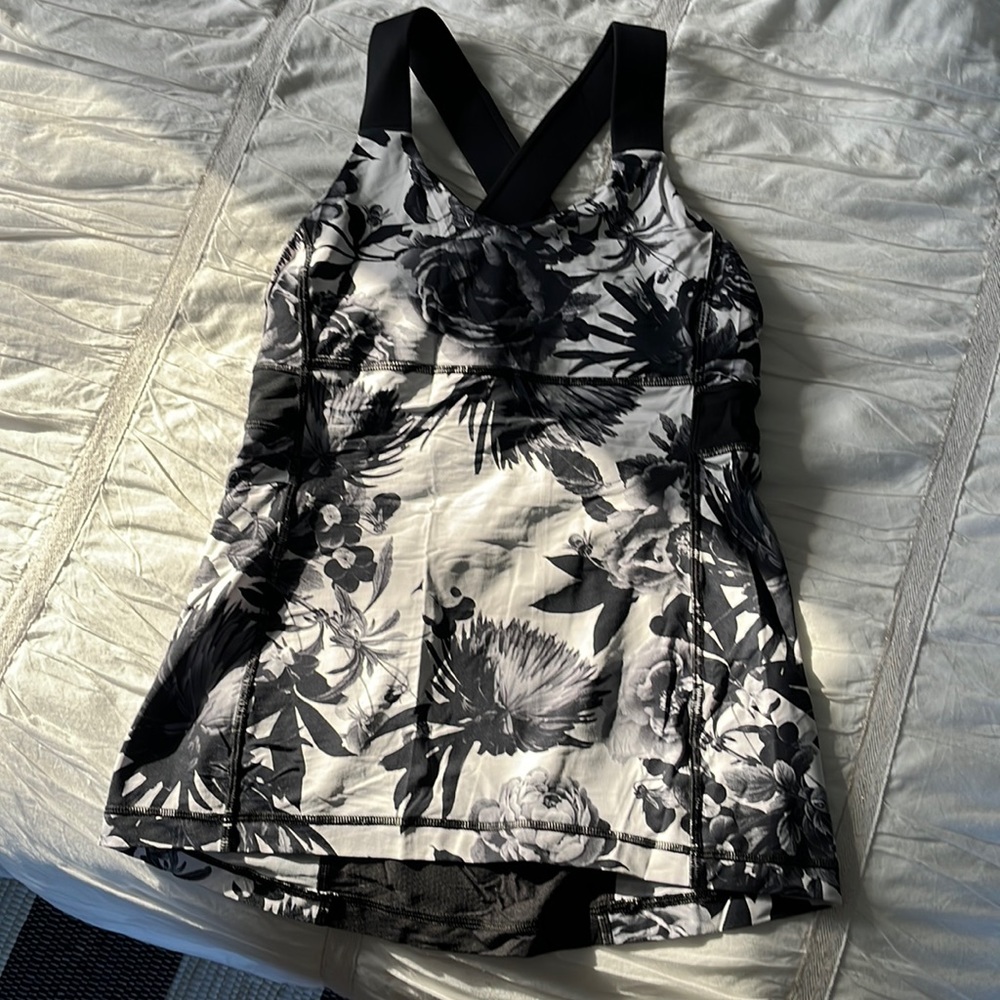 Lululemon top, racer back, built in bra lining (no molded cups), size 8